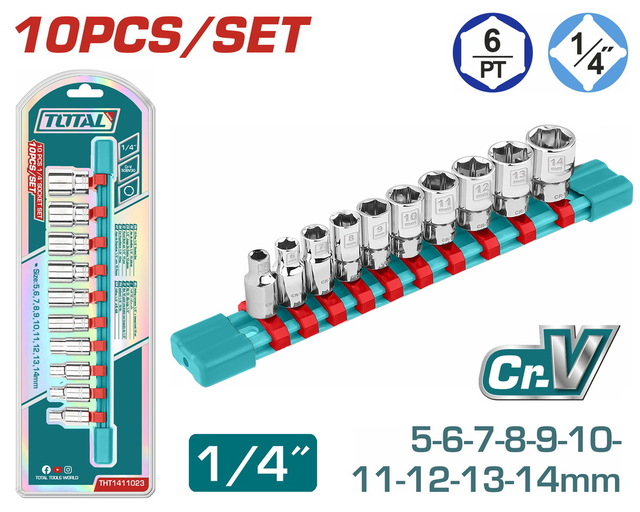 Set Llave Tubo Total  10pcs 1/4"