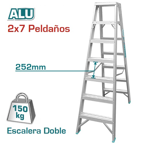 Escalera Total Aluminio Doble 2x7 Peldaños