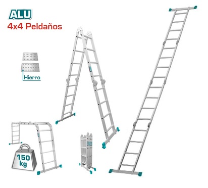 Escalera Total Multiposicion Aluminio 4x4 Peldaños