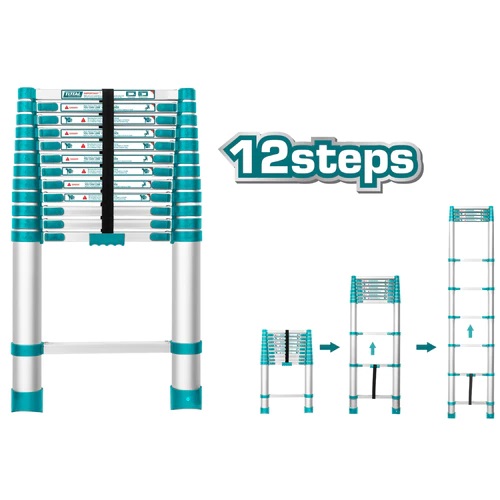 Escalera Total Telescopica Aluminio 12 Peldaños
