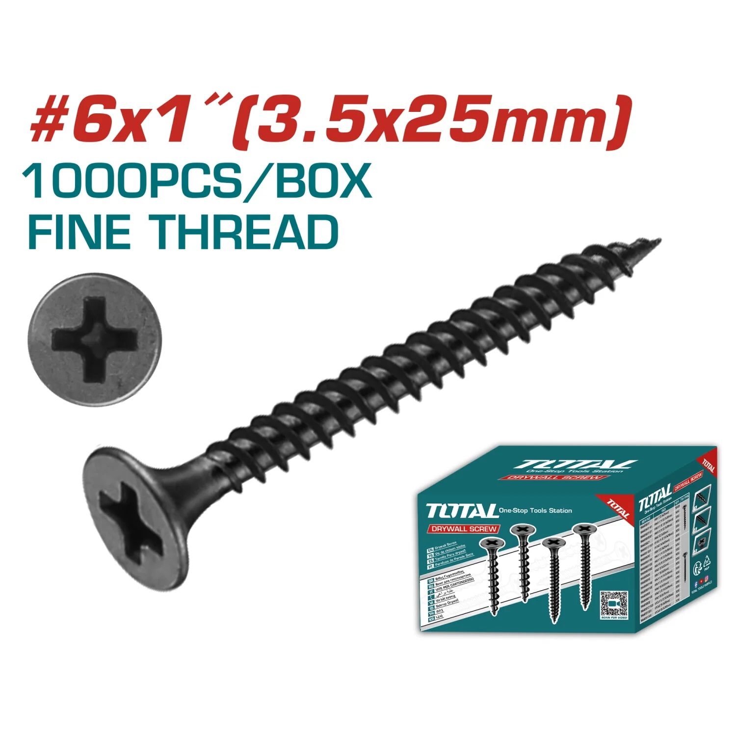 Tornillo Total St3.5x25mm Rosca Fina X1000