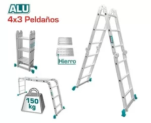 Escalera Total Multiposicion Aluminio 4x3 Peldaños