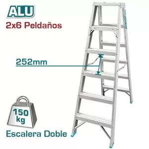Escalera Total Aluminio Doble 2x6 Peldaños