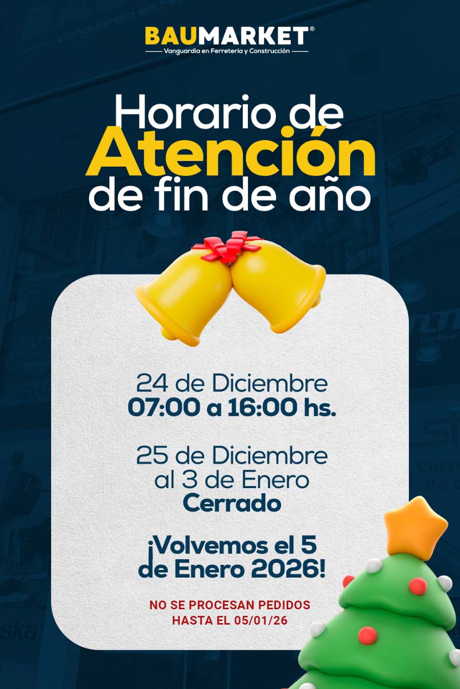 Comunicado Horario Vacasiones Baumarket